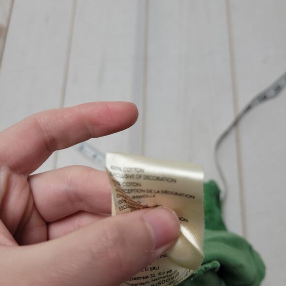 Maeve Anthropologie green flutter cap sleeve top blouse V neck stitched - Picture 6 of 8